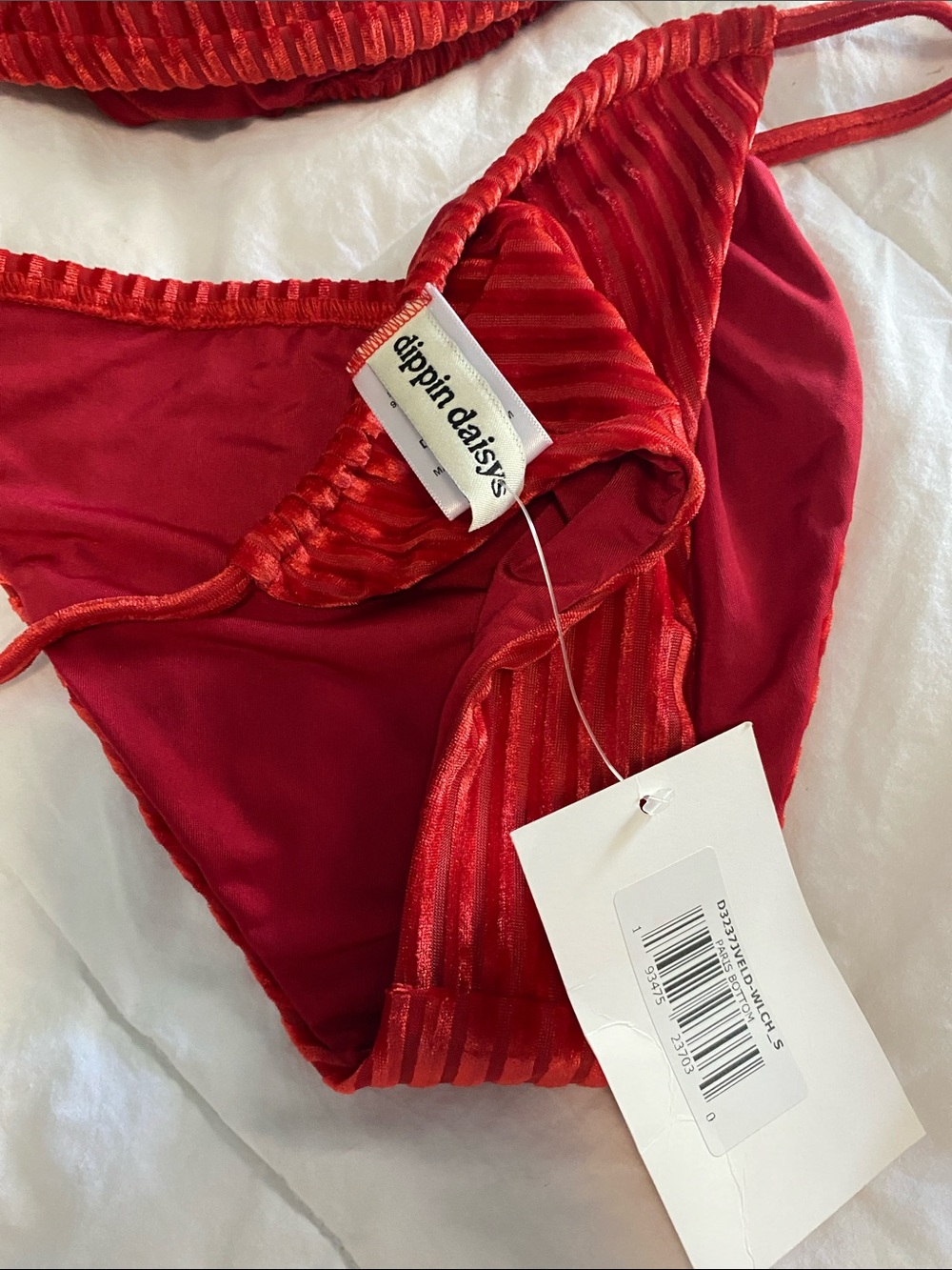 Dippin' Daisy's Red Ribbed Triangle Bikini Set - Picture 5 of 6